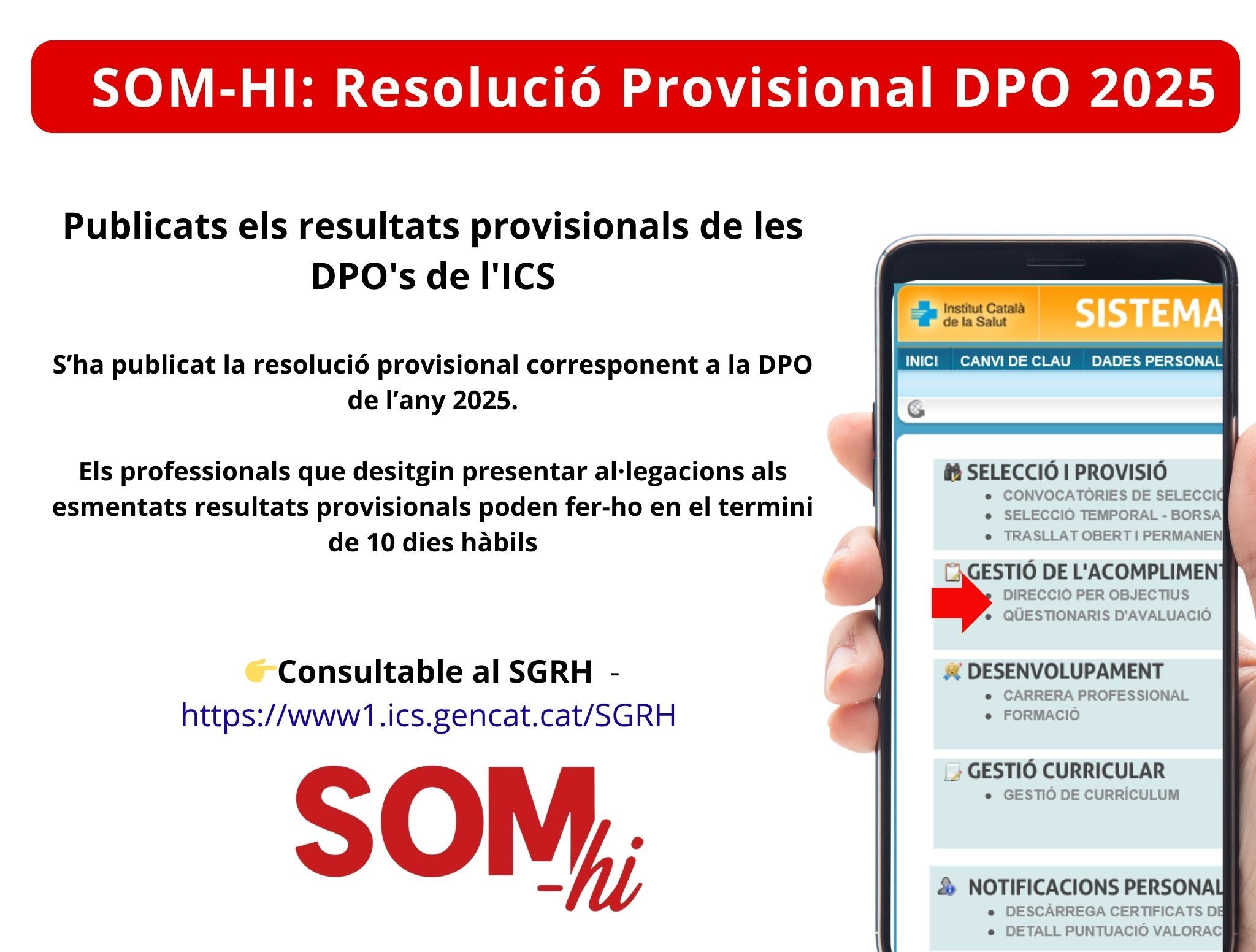 Resolució provisional DPO 2025 a l'ICS. 10 dies per al·legar. 