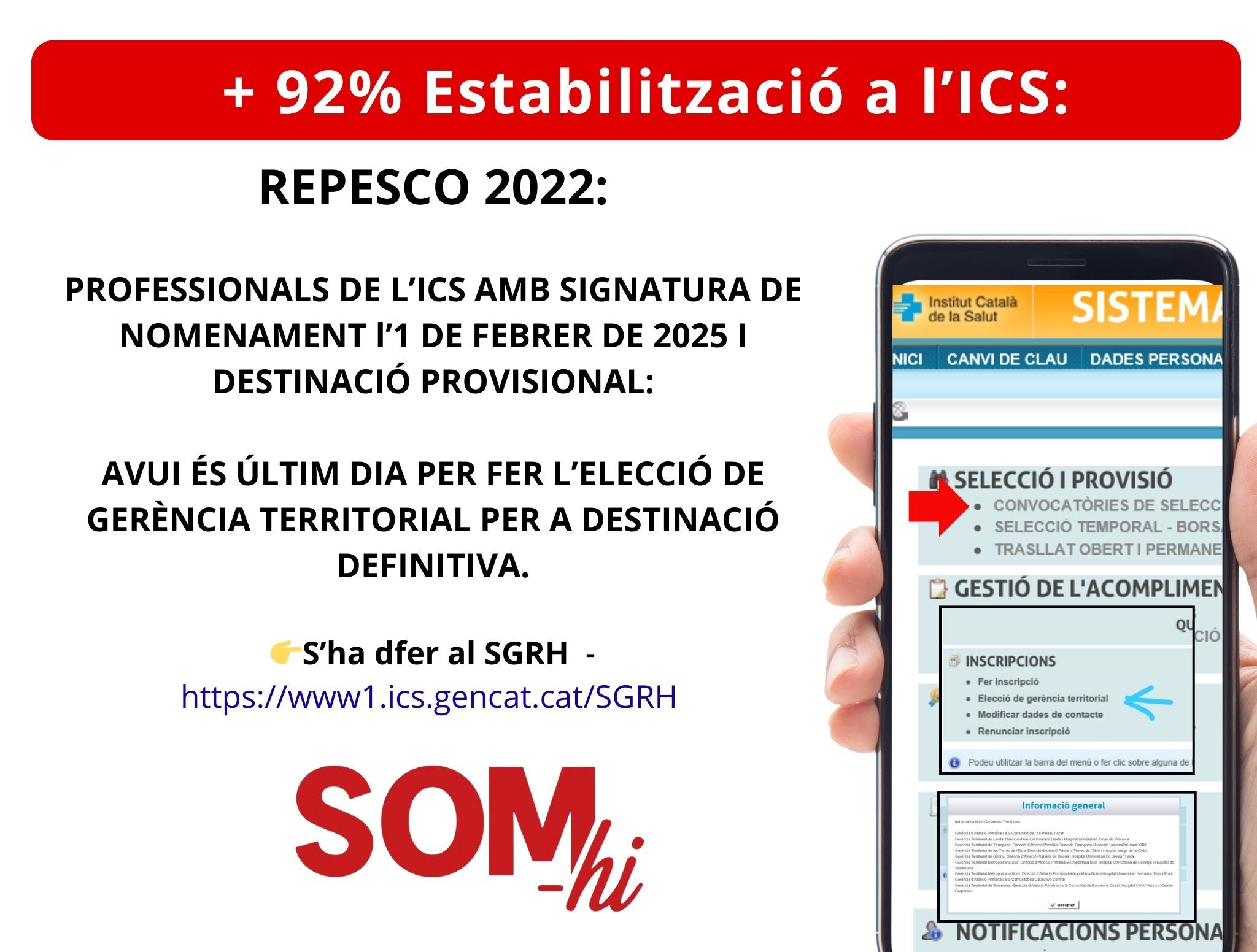 REPESCO 2022. Elecció de Gerència Territorial per a destinació definitiva. 