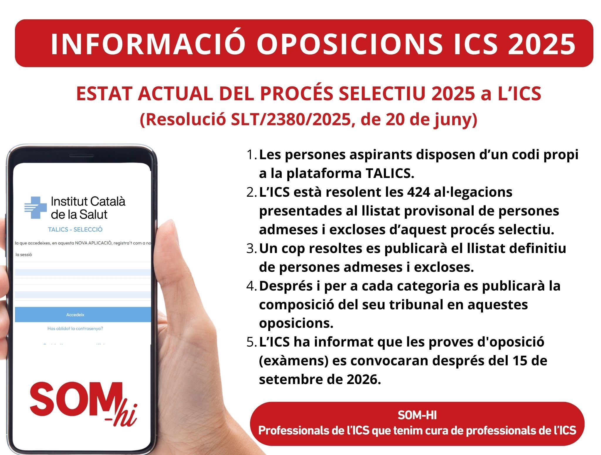 Estat de les oposicions 2025 a l'ICS a 6 de març de 2026